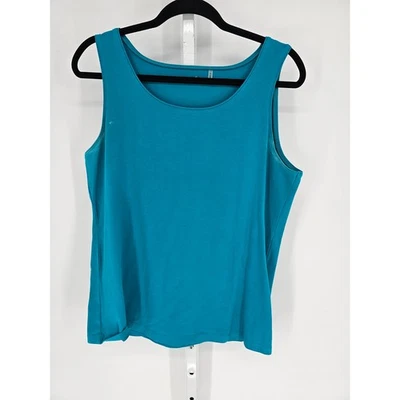 Camiseta sin mangas Caslon para mujer azul ligera con cuello redondo talla 1X Foto 1 de 3