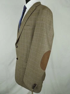 Giacca cappotto sportivo Hart Marx uomo 46L marrone viola e blu quadri scamosciati gomitieri - Foto 1 di 20
