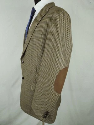 Jaqueta Hart Marx Masculina 46L Marrom Casaco Esportivo Roxo e Azul Xadrez Camurça Cotovelo Almofadas - Imagem 1 de 4