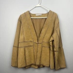 Vintage S.M.H. Suede Embroidered Patchwork Leather Boho Jacket - Picture 1 of 9