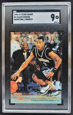 1996-97 Score Board Rookies Allen Iverson #1 RC SGC 9 Philadelphia 76ers BS7 - Image 1 of 2