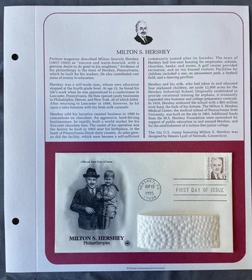 Milton S. Hershey Postal Commemorative Society FDC 1995 Cover with Panel - Image 1 of 4
