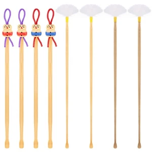 8 pezzi bambù raccoglitore orecchie cucchiaio pulizia orecchie bambola carina piuma d'oca legno scegli chi - Foto 1 di 6