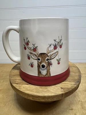 Rae Dunn Cocoa Kisses artison Christmas Reindeer Mug dual sided New Release 2024