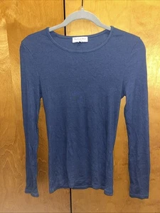 Michael Stars Blue Long Sleeve Ribbed Top Small - Picture 1 of 4