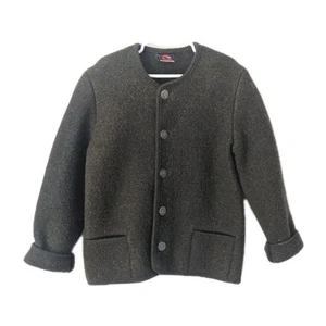 GIESSWEIN Vintage Austrian Childs Sweater 8 Pure New Wool Button Cardigan Green - Picture 1 of 8