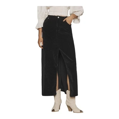 Maxi Falda Anthropologie Pilcro Madi Frontal Pana Negra Talla 6 Boho Western Foto 1 de 4