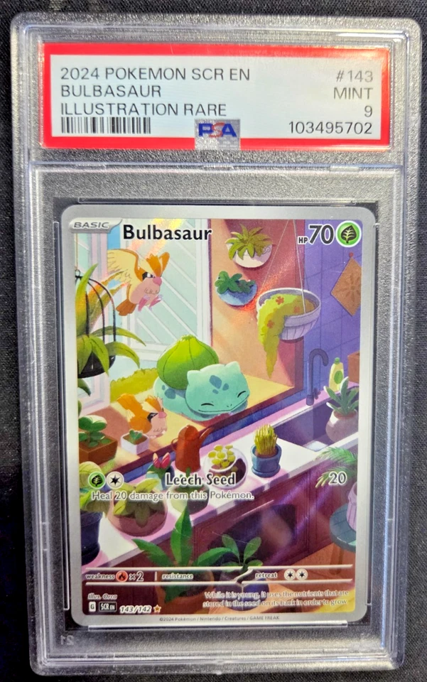 2024 POKEMON SCR EN-STELLAR CROWN ILLUSTRATION RARE #143 BULBASAUR PSA 9 - Image 1 of 2