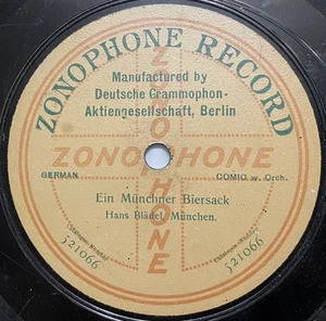 Pre-1910 Zonophone ed1 Hans Bladel, humorist: Tapfner Flieger, Munchner Biersack - Bild 1 von 2