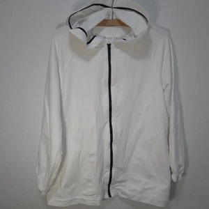 Massimo Dutti XS Herren weiß Kapuzen Hoodie SS.21 Pullover schwarz Full Zip Taschen - Bild 1 von 16