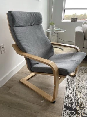 IKEA Poang Chair Gray And Birch - Image 1 of 4