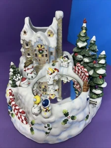 PartyLite Snowbell Candle Holder P7651 Snowman Motion Musical Skating Rink Works - Picture 1 of 6