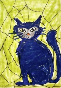 Tarjeta de arte en miniatura original ACEO pintura gato de Carole Collins M30 - Imagen 1 de 1