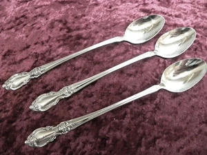 LOUISIANA 3 Iced Tea / Parfait Spoons Oneida Community Stainless USA NICE - Picture 1 of 3
