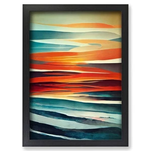 Framed Sunset Abstract Art No.6 Wall Art Canvas Print Poster Picture, Home Decor - Picture 1 of 4