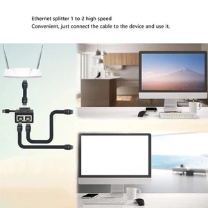 RJ45 Splitter Adapter 1 To 2 100Mbps Plug And Play Ethernet Splitter Plug LAN CB - Afbeelding 1 van 24