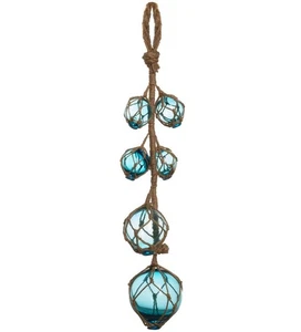 Glass Fishing Floats | Aqua Japanese Glass Floats Strand 2"-4" | Nautical Rop... - Picture 1 of 1
