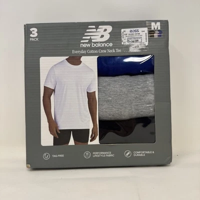 New Balance Men’s 3-Pack Everyday Cotton Crew Neck T-Shirts Size M Blue Gray - Image 1 of 3
