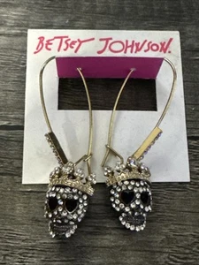 Neu Betsey Johnson Kristall Skelton mit Krone Ohrhänger - neu - Bild 1 von 12