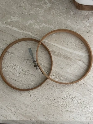 Vintage  Made In USA Wooden Embroidery Hoop. 5" Screw Adustable - Image 1 of 4