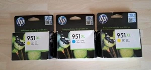3 HP Ink 951 XL Ink Cartridges Cyan x 1 & Yellow x 2 - New Sealed Expired - Picture 1 of 3