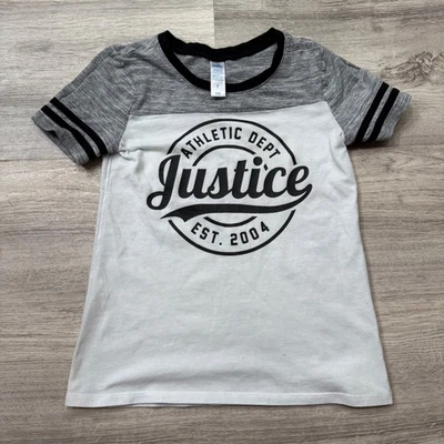 Camiseta Top Justice Girls Athletic Dept Manga Corta Gris Blanco Talla 7 Foto 1 de 3