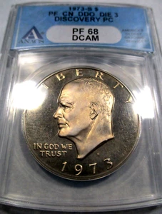 1973 S EISENHOWER DDO DIE3 TOP POP PR68DCAM NEON CHROMATIC DUAL TONED GEM  ANACS - Picture 1 of 10