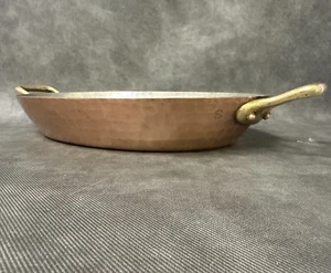 Rare VTG Mauviel Villedieu Copper Tin-Lined Oval Pan Brass Handles France Gratin - Picture 1 of 24