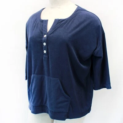 Sudadera Top J.JILL FIT Plus Azul Marino En Lazo Francés Terry Botones 1X Foto 1 de 4