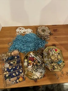 huge lot of vintage jewelry making Beads, Sterling Silver Handmade Stick Figures - Picture 1 of 11