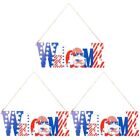  3 Pack Wooden Hanging Tag 4th of July Sign Independence Day Listing Decorations