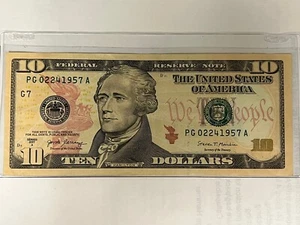 True Birthday Note February 24, 1957 Serial Number 10 Dollar Fancy Bill 02241957 - Picture 1 of 2
