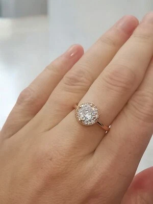 Гипоаллергенное женское кольцо с белым камнем с фианитом, розовое золото - Изображение 1 из 2