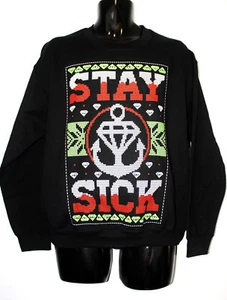 Stay Sick Band Mens Ugly Christmas Sweater Black Size M  - Picture 1 of 8