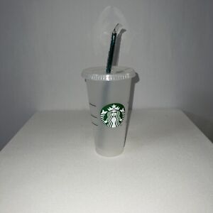 XL 24oz Starbucks Reusable Plastic Cold Coffee Cup Tumbler Glass