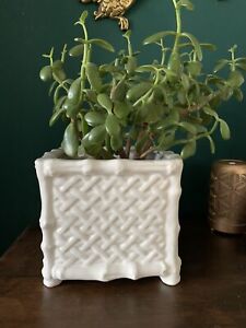 Vintage Ceramic Glazed Bamboo Effect Plant Pot, Planter Boho Italy Nora Fenton