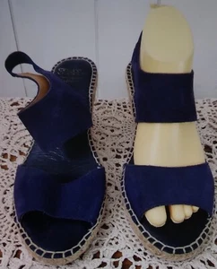 ANDRE ASSOUS Blue Wedge Open Toe Slip On Slingback Sz.US.8 -EU.9 - Picture 1 of 8