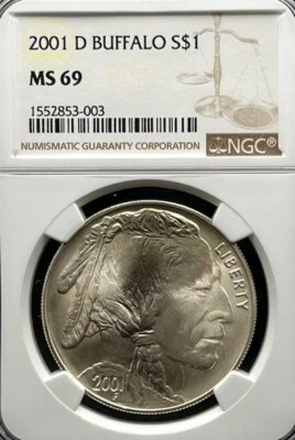 2001-D Buffalo Commemorative Silver $1 NGC MS 69 - Image 1 of 4