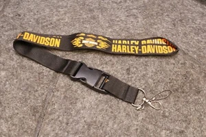 HARLEY DAVIDSON KEY RING LANYARD DETACHABLE BLACK / ORANGE - Picture 1 of 7