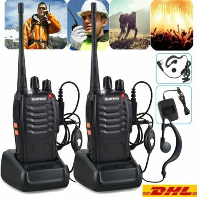 MARKENLOS 2 x Baofeng BF-888S Walkie Talkie Handfunkgerät mit Headset UHF Sprechfunkgeräte