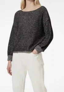French Connection Women’s Millie Mozart Black Gray Boxy Oversized Sweater Cozy - Picture 1 of 13