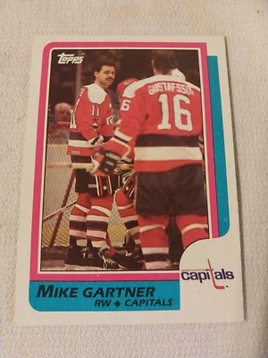 1986-87 MIKE GARTNER TOPPS NHL HOCKEY CARD #56 WASHINGTON CAPITALS MAPLE LEAFS - Image 1 of 2