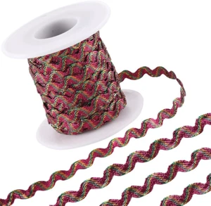 16.4Yds/15M Metallic Rick Rack Sparkly Fuchsia Wave Bending Fringe Trim Ribbons - Picture 1 of 6