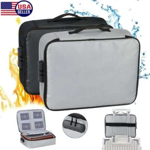 Fire Proof Waterproof Document Box with Lock File Storage Organizer Box Safe Bag - Picture 1 of 14