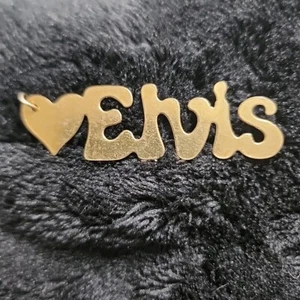 Elvis Heart Pendant Charm for Necklace or Keychain LOVE Vintage? Gold-Tone - Picture 1 of 5
