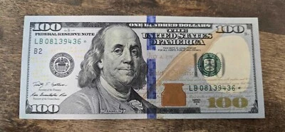 RARE U.S. STAR NOTE CRISP $100 CU SERIES A 2009 - LB08139436 - Image 1 of 2