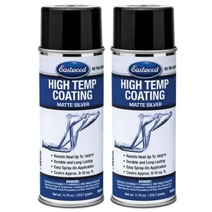 Eastwood High Temperature Resistant Silver Exhaust Manifold Spray Paint 2 Pack - Picture 1 of 1