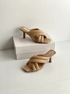 ✨New STEVEN NEW YORK Imara Faux Leather Squared Toe Sandals Nude Womens Size 7M - Picture 1 of 9