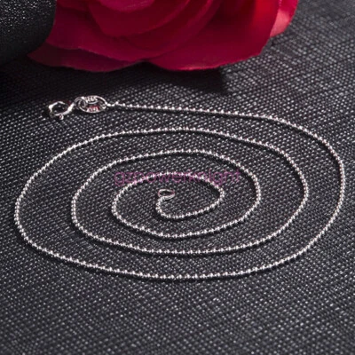 Collana Argento Sterling 925 Massiccio Originale 1mm Perline/Catena Palline Sottile 18" Italia - Immagine 1 di 4