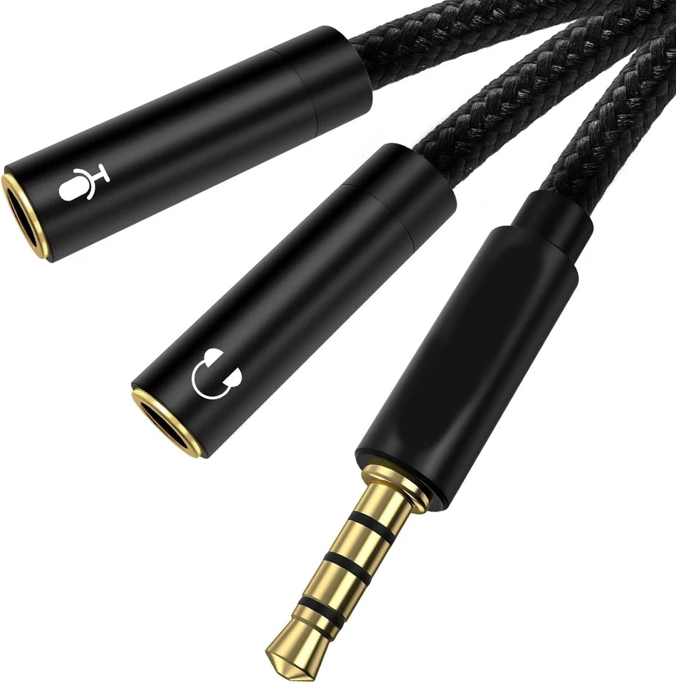 Cavo Audio Microfono Cuffie Adattatore Jack Sdoppiatore Microfono Cuffie 35 cm - Immagine 1 di 1